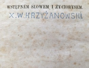 ZYGMUNT KRASINSKIEGO LISTY o poemacie Kajetana Koźmiana Stefan Czarniecki poprzedzone wstępném słowoem i życiorysem. Poznań [1859].