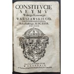 [Klocek] Konstytucje Sejmu & Uniwersał Poborowego & Instruktarz Celny & O Podatkach Rzeczpospolitej. Kraków [1631-1632]