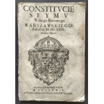 [Klocek] Konstytucje Sejmu & Uniwersał Poborowego & Instruktarz Celny & O Podatkach Rzeczpospolitej. Kraków [1631-1632]
