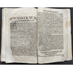 [Klocek] Konstytucje Sejmu & Uniwersał Poborowego & Instruktarz Celny & O Podatkach Rzeczpospolitej. Kraków [1631-1632]