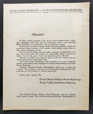 [Board of the Polish Military Treasury. Board of the Polish Military Intendency] CITIZENS ! Cracow [1914].