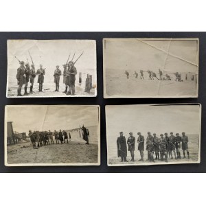 HARCERSTWO. Ćwiczenia na plaży. Zestaw 4 fotografii. [po 1945]