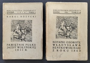[LEGIONIST'S LIBRARY] Memoirs of the Volhynian Cavalry Regiment 1831 by Karol Różycki & Personal notes of Wladyslaw Bentkowski from the year 1863. TOM I-III. Cracow [1916].