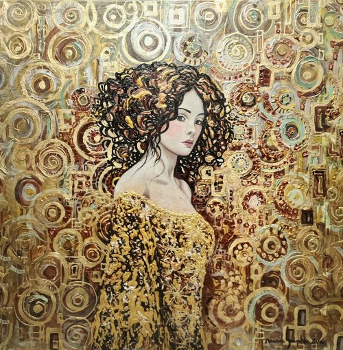 Mariola Świgulska ( 1961 ), Hipnotyzujące spojrzenie w złotych ornamentach Klimta