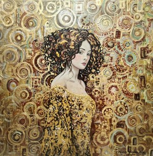 Mariola Swigulska ( 1961 ), Hypnotic gaze in Klimt's golden ornaments