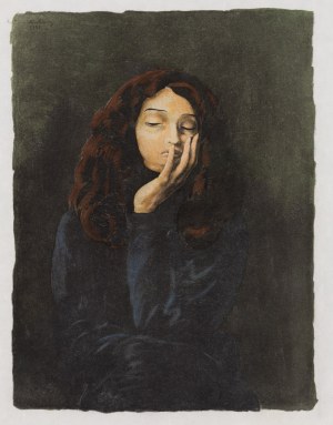 Mojżesz (Moise) Kisling (1891 Kraków - 1953 Paryż), Portret na ciemnym tle z folio 