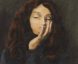 Mojżesz (Moise) Kisling (1891 Kraków - 1953 Paryż), Portret na ciemnym tle z folio 