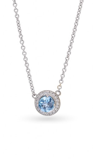 Náhrdelník s topazem a diamanty, šperky z počátku 21. století, bílé zlato pr. ~ 0.585
