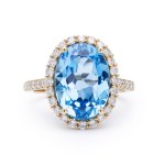 Ring with topaz and diamonds, early 21st century jewelry, 0.585 pr. gold