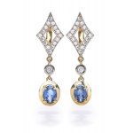 Earrings with sapphires and diamonds, early 21st century jewelry, pr. "3" gold