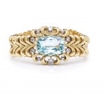 Bracelet with aquamarine and diamonds, 1960s jewelry, pr. gold "0.585"
