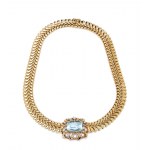 Necklace with aquamarine and diamonds, 1960s jewelry, pr. gold "0.585"