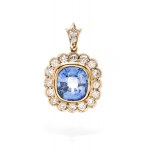 Pendant with sapphire and diamonds, early 21st century jewelry, pr. gold "0.585"