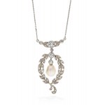 Pearl and diamond necklace, 1930s jewelry, pr. 0.950 platinum, pr. "3" gold