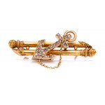 Brooch with anchor, 19th/20th century jewelry, pr. "56" gold