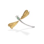Brooch-pendant in the form of a dragonfly, early 21st century jewelry, white + yellow gold