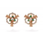Earrings with diamonds, yellow sapphires and emeralds, early 21st century jewelry, pr. gold "0.585"