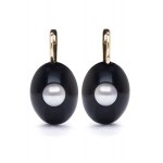 Earrings with onyx, early 21st century jewelry, pr. "3" gold