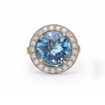 Ring with topaz and diamonds, early 21st century jewelry, pr. "3" gold