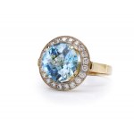 Ring with topaz and diamonds, early 21st century jewelry, pr. "3" gold