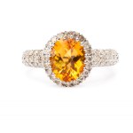 Ring with citrine and diamonds, early 21st century jewelry, white gold pr. ~ 0.585