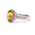 Ring with citrine and diamonds, early 21st century jewelry, white gold pr. ~ 0.585