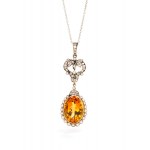 Citrine necklace, 1960s jewelry, white gold pr ~ "0.585", gold pr ~ "0.750", gold pr "0.750"