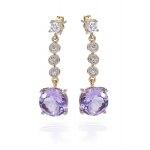 Earrings with amethysts and diamonds, early 21st century jewelry, pr. "3" gold