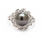 Tahiti pearl ring, 2nd half 20th century jewelry, white gold pr. ~ 0.585