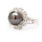 Tahiti pearl ring, 2nd half 20th century jewelry, white gold pr. ~ 0.585