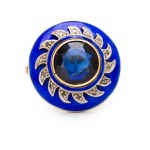 Ring with sapphire and enamel, 19th/20th century jewelry, pr. gold "0.585"