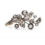 Brooch in the form of a branch, 2nd half of the 19th century jewelry, gold + silver, pr. 0.585 gold