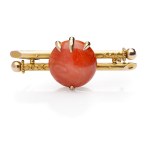 Brooch with coral, early 20th century jewelry, pr. "56" gold