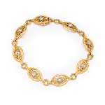 Bracelet with diamond rosettes, 1st half 20th century jewelry, gold ~ 0.750