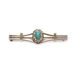 Brooch with turquoise and diamonds, 1920s jewelry, pr. "3" gold