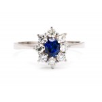 Ring with sapphire and diamonds, 2nd half 20th century jewelry, white gold pr. ~ 0.585