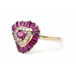 Heart-shaped ring, 2nd half of 20th century jewelry, pr. gold "0.585"