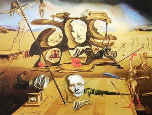 Salvador Dali (1904 - 1989), Napoleon's Nose, Transformed into a Pregnant Woman, Strolling His Shadow with Melancholia among Original Ruins