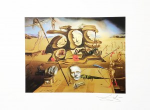 Salvador Dali (1904 - 1989), Napoleon's Nose, Transformed into a Pregnant Woman, Strolling His Shadow with Melancholia among Original Ruins
