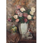 Stefan Filipkiewicz (1879 Tarnów - 1944 Mauthausen-Gusen), Still life with flowers and porcelain ("Flowers")