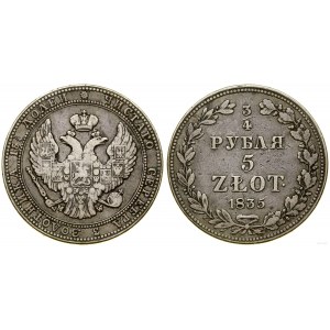 Poland, 3/4 ruble = 5 zlotys, 1835 MW, Warsaw