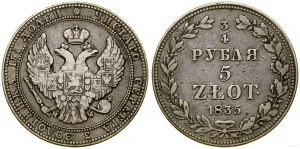 Polsko, 3/4 rublu = 5 zlotých, 1835 MW, Varšava