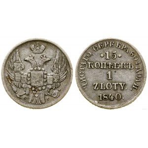 Polska, 15 kopiejek = 1 złoty, 1840 НГ, Petersburg