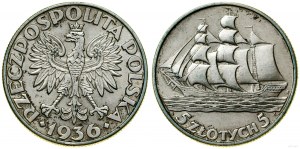 Polsko, 5 zlotých, 1936, Varšava