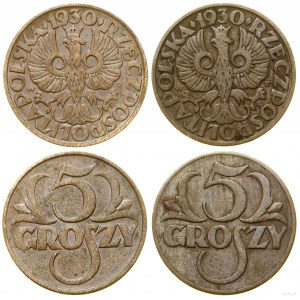 Polska, zestaw: 2 x 5 groszy, 1930, Warszawa