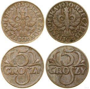 Polsko, sada: 2 x 5 groszy, 1930, Varšava