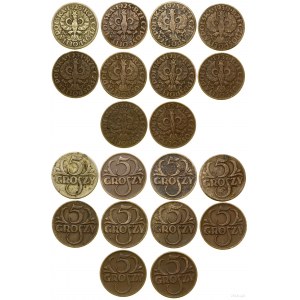 Poland, set of 10 x 5 pennies