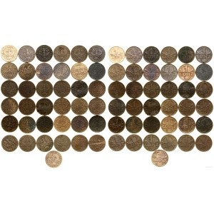 Polska, zestaw: 37 x 1 grosz, 1923-1939, Kings Norton i Warszawa