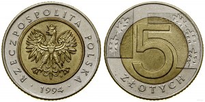Polska, 5 złotych, 1994, Warszawa