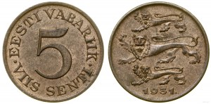 Estonia, 5 senti, 1931, Tallinn